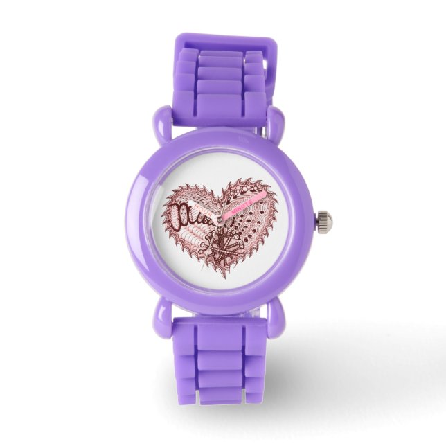 Red Glitter Heart Watch (Front)