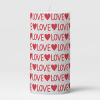Red Glitter Hearts Love Valentine's Day Gift  Pillar Candle