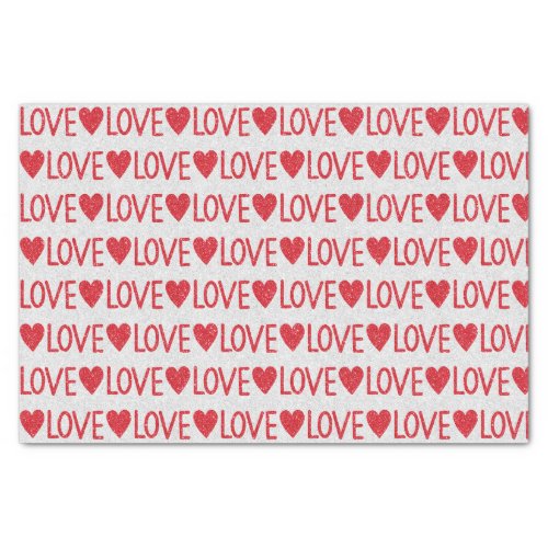 Red Glitter Hearts Love Valentines Day Gift  Tissue Paper
