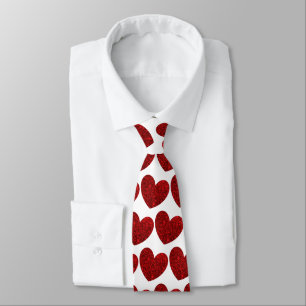 Red Glitter Hearts Neck Tie