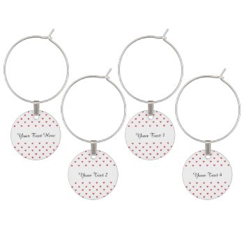 Red Glitter Hearts Pattern Wine Glass Charm by GraphicsByMimi at Zazzle