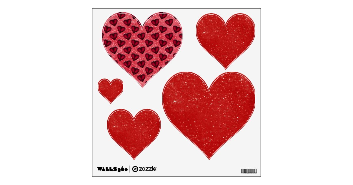 Red Glitter Hearts Wall Sticker Zazzle