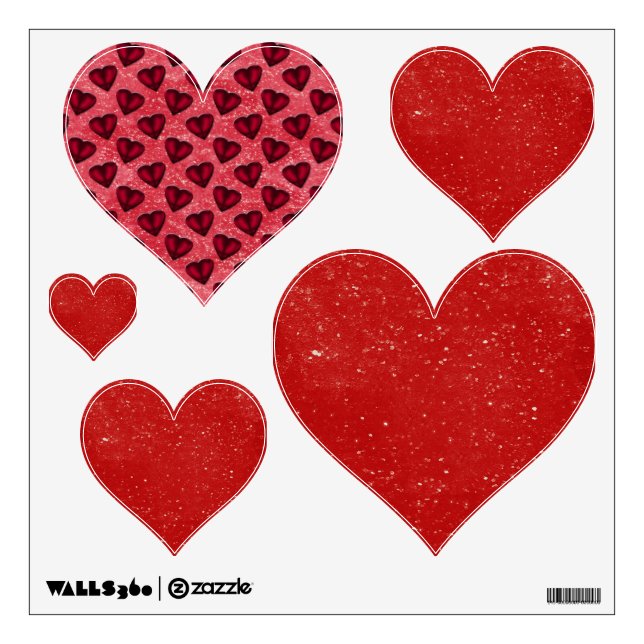 Red Glitter Hearts Wall Sticker (Front)