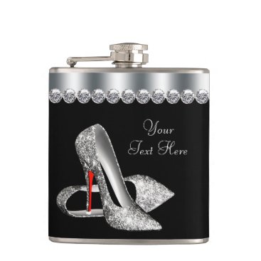 Red Glitter High Heel Shoes Flask