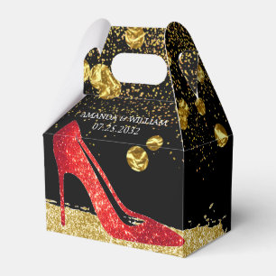 Red Glitter High Heels Elegant Wedding Favor Box