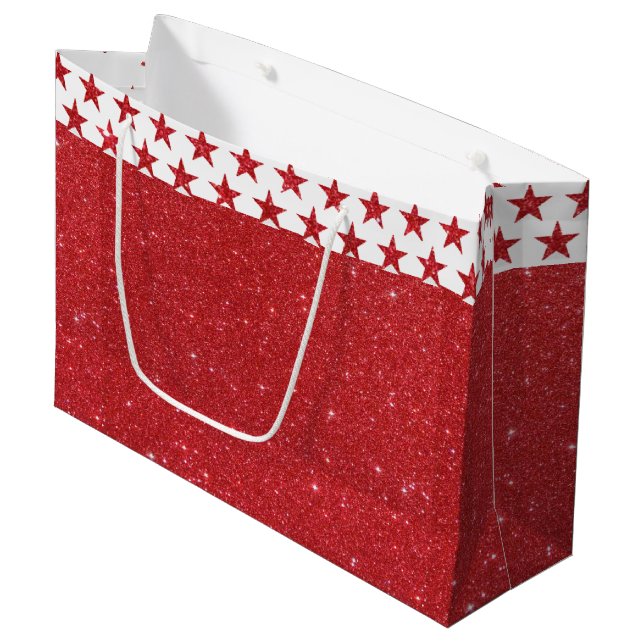 Red glitter large gift bag (Front Angled)