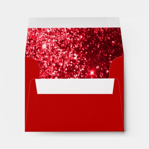 Red Glitter Lined on Red Envelope