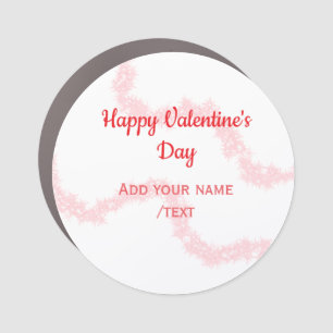 Red glitter lines happy Valentine's day spiral nam Car Magnet