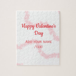 Red glitter lines happy Valentine's day spiral nam Jigsaw Puzzle