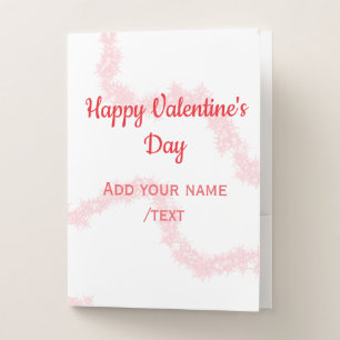 Red glitter lines happy Valentine's day spiral nam Pocket Folder