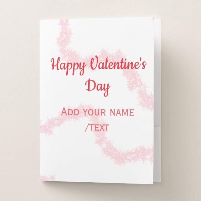 Red glitter lines happy Valentine's day spiral nam Pocket Folder (Front)