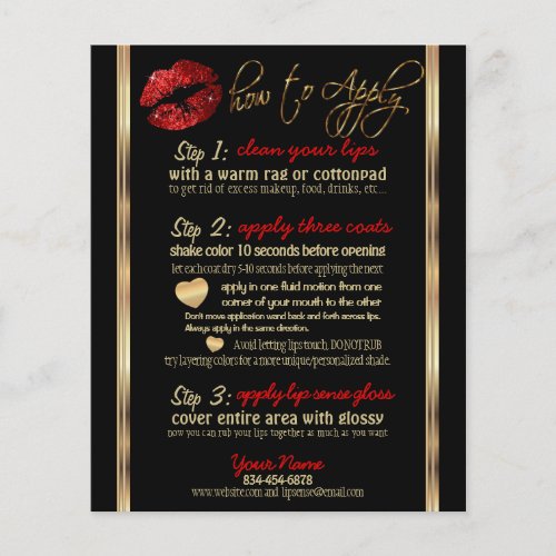 Red Glitter Lip Instructions Flyer