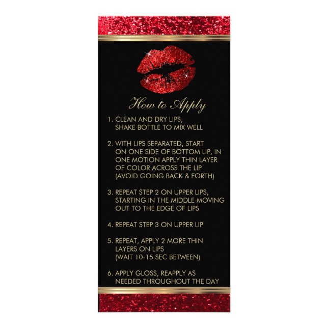 Red Glitter Lip Instructions Rack Card (Front)