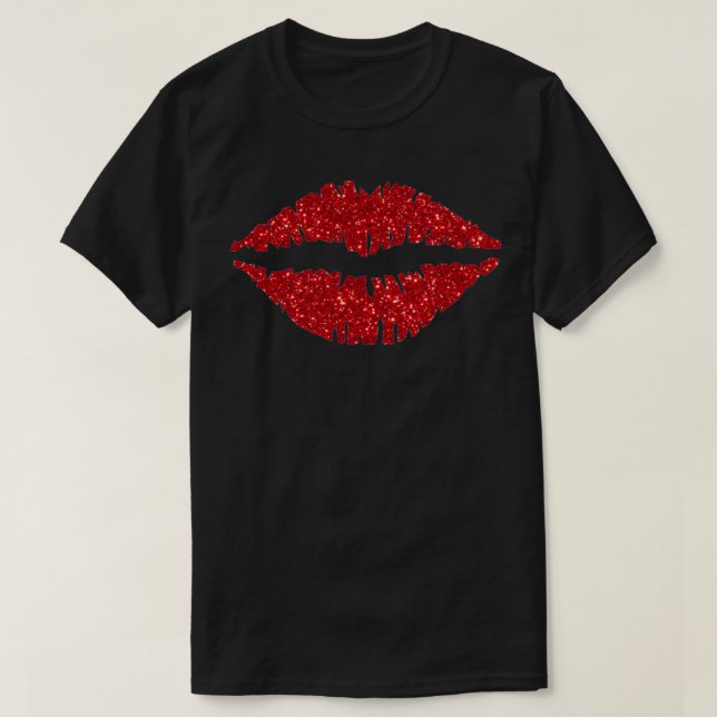 Red Glitter Lip Kiss T-Shirt (Design Front)