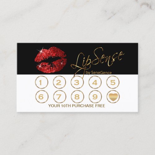 Red Glitter Lip Loyalty Card