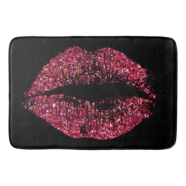 Red Glitter Lips #2 Bathroom Mat (Front)