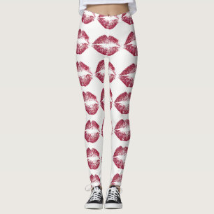 Red Glitter Lips #2 Leggings