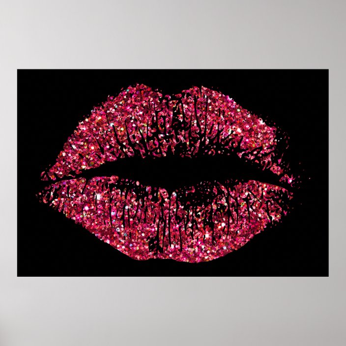 Red Glitter Lips #2 Poster | Zazzle.com