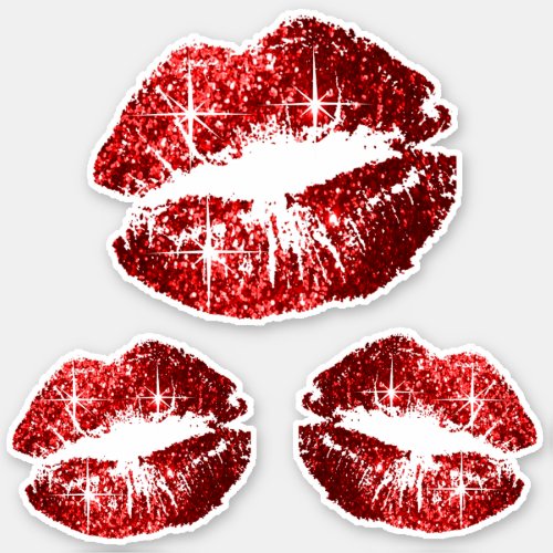 Red Glitter Lips _ Kiss_Cut Sticker