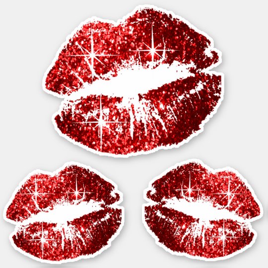 Red Glitter Lips Kiss Cut Sticker