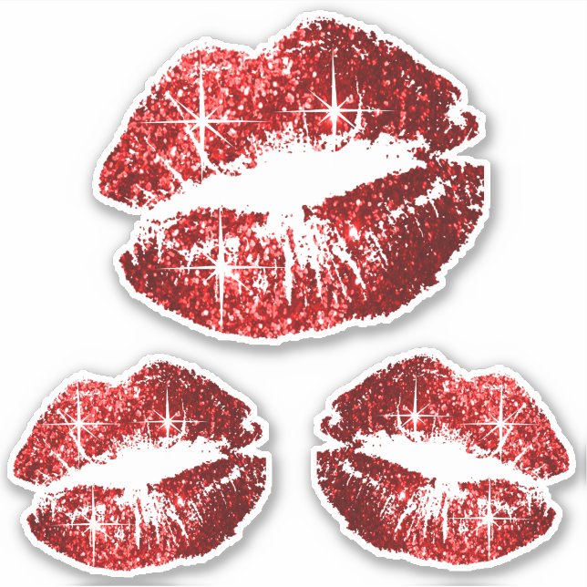 Red Glitter Lips - Kiss-Cut Sticker (Front)