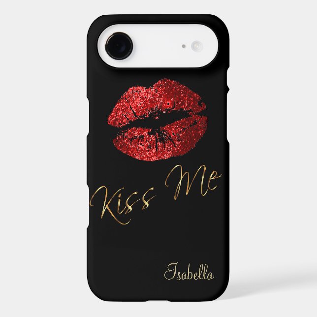Red Glitter Lips - Kiss Me Case-Mate iPhone Case (Back)