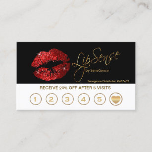 Red Glitter Lips Loyalty Cards