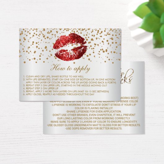 Red Glitter Lips on White Instructions (Desk)