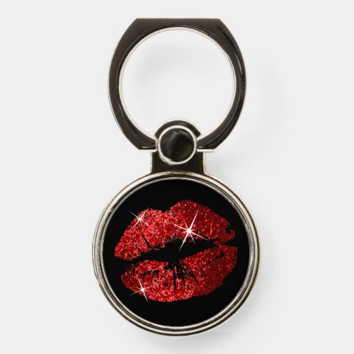 Red Glitter Lips Phone Ring Stand