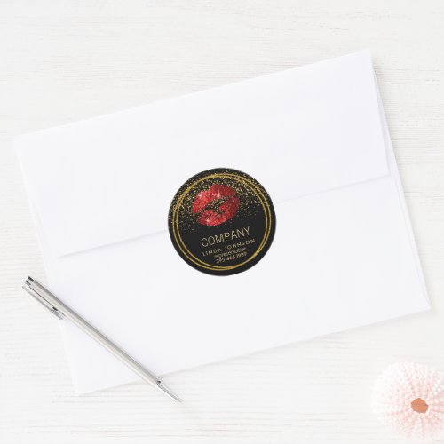 Red Glitter Lips _ Representative Classic Round Sticker