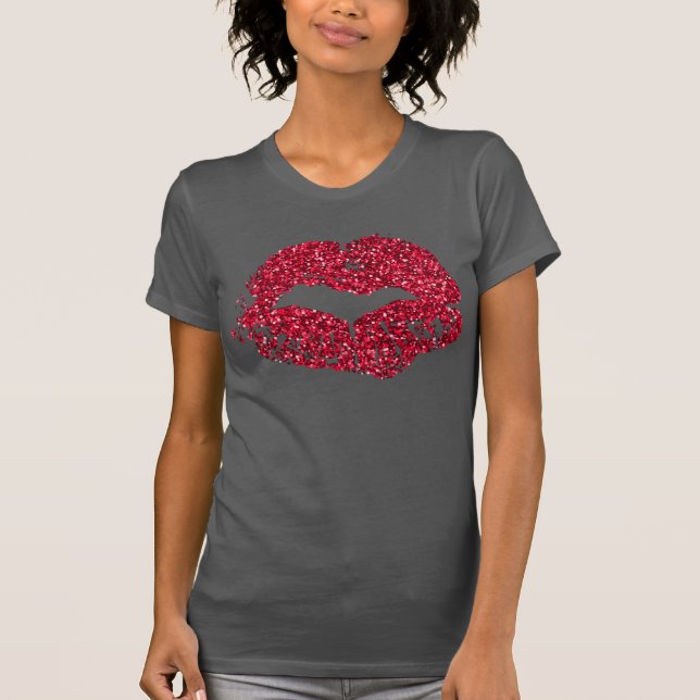 Red Glitter Lips Shirt (Front)