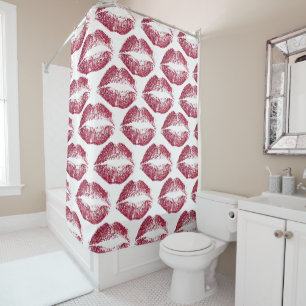 Red Glitter Lips Shower Curtain