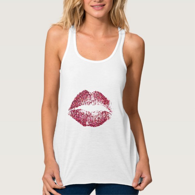 Red Glitter Lips Tank Top (Front)
