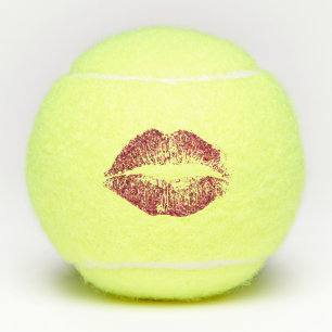 Red Glitter Lips Tennis Balls