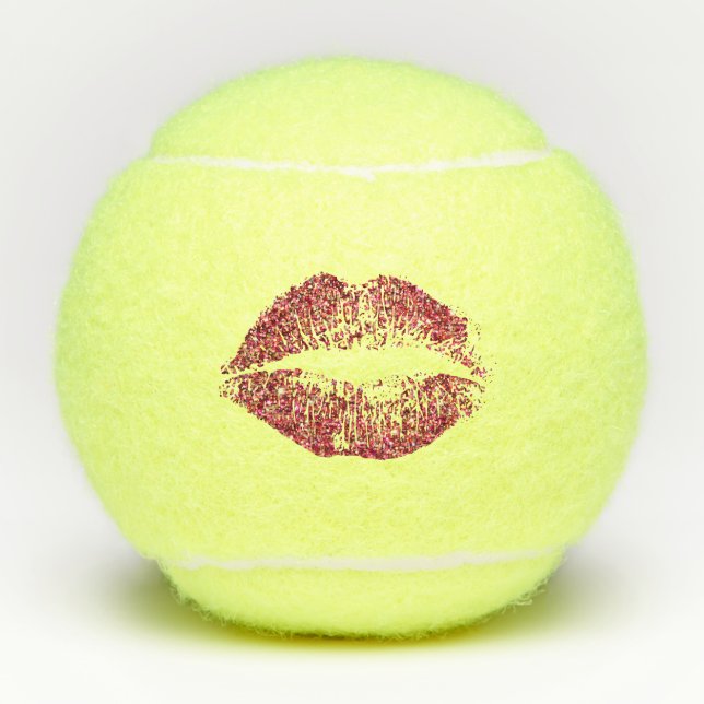 Red Glitter Lips Tennis Balls (Front)