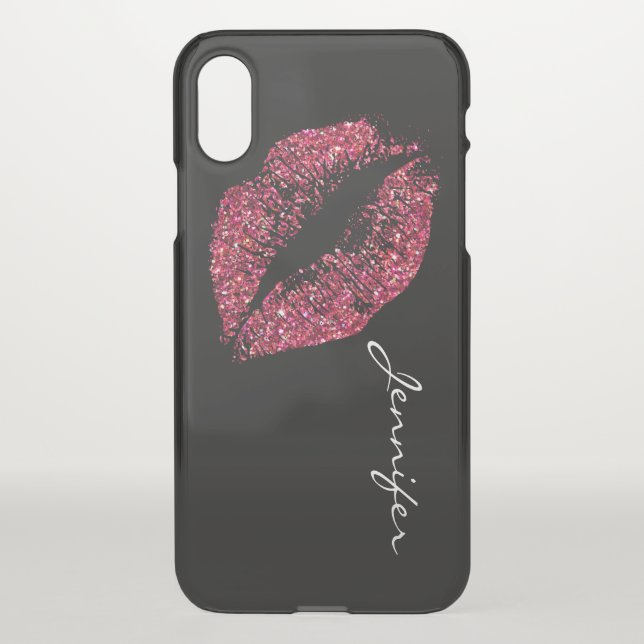 Red Glitter Lips Uncommon iPhone Case (Back)