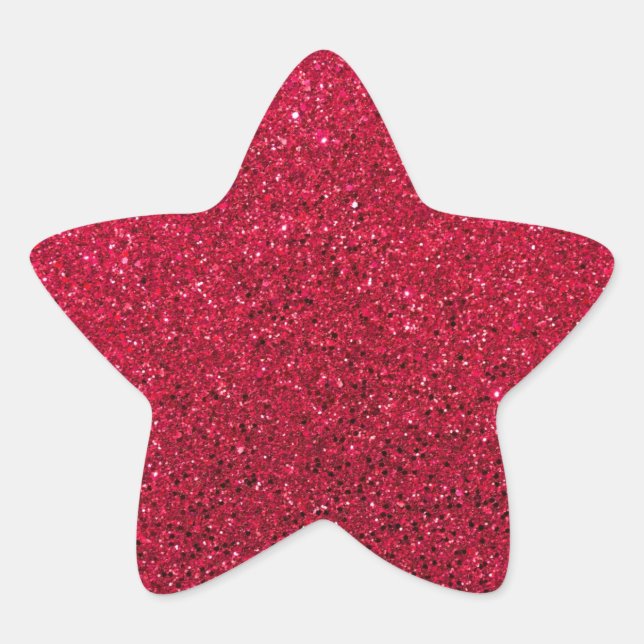 Red glitter-look star sticker (Front)