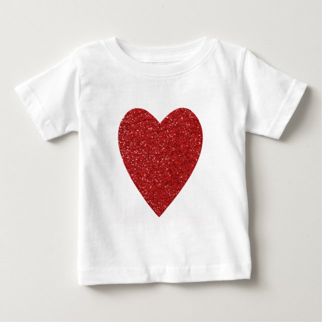 Red glitter love heart baby T-Shirt (Front)