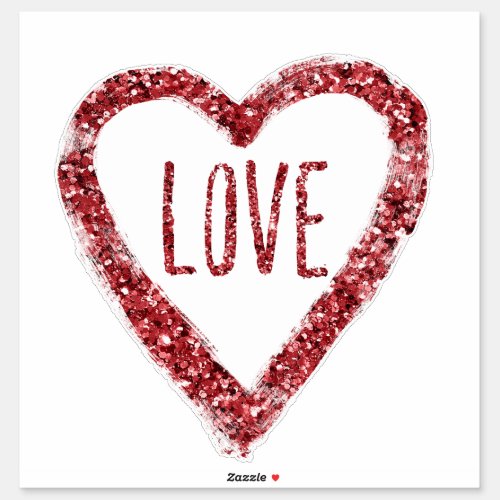 Red Glitter Love Heart Sticker