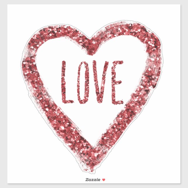 Red Glitter Love Heart Sticker (Sheet)