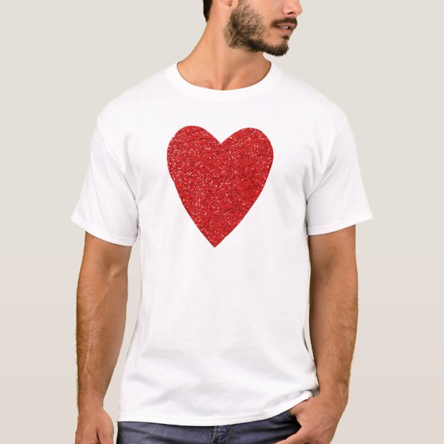 Red glitter love heart T-Shirt (Front)