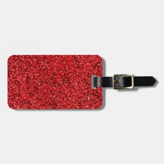 Red Glitter Luggage Tag (Front Horizontal)