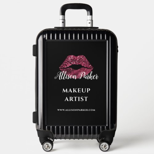 Red Glitter Makeup Artist Business Luggage