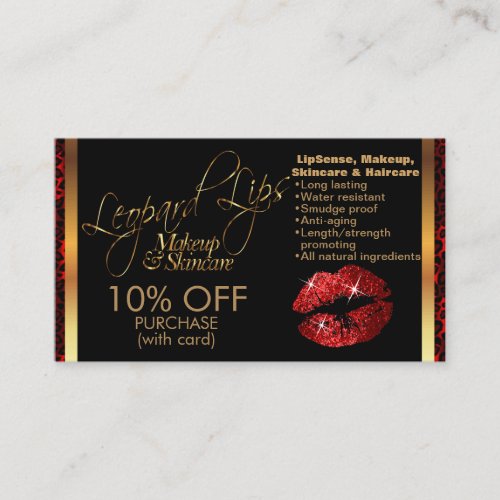 Red Glitter Makeup Coupon Referral Card