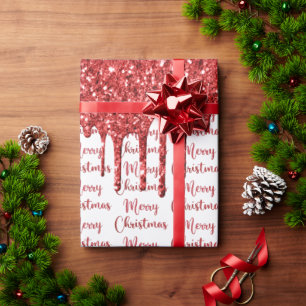 Red glitter merry christmas wrapping paper