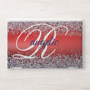 red Glitter Monogram HP EliteBook X360 1030 HP Laptop Skin