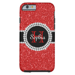 Red Glitter Monogrammed Tough iPhone 6 Case