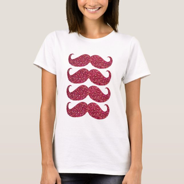 Red Glitter Mustache #2 T-Shirt (Front)