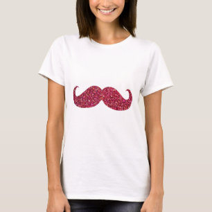 Red Glitter Mustache T-Shirt