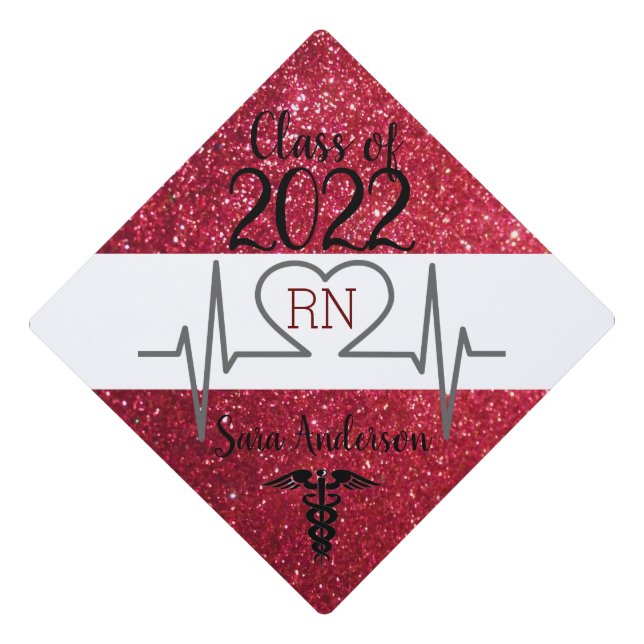 Red Glitter Nursing Graduatuion Tassel Topper (Front)